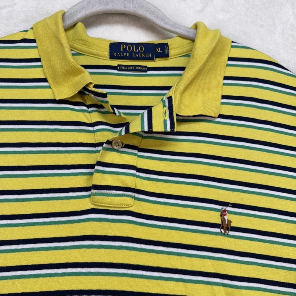 Polo Ralph Lauren‎ Striped Polo Shirt Pima Soft Touch Golf Pony Mens XL